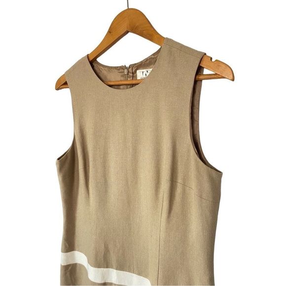 DAVID MEISTER Khaki Taupe Tan Colorblock Pattern Shift Sleeveless Mini Dress - Picture 5 of 8